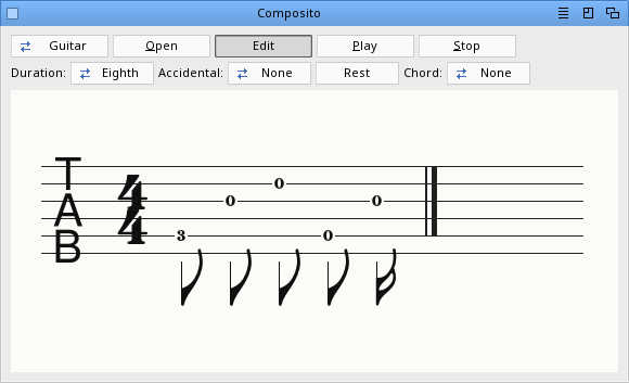 Composito - guitar tablature under the staff